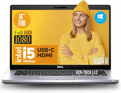 Dell Latitude 5410 Laptop 14 - Intel Core i5 10th Gen - i5-10310U - Quad Core 4.4Ghz - 512GB SSD - 16GB RAM - 1920x1080 FHD - Windows 10 Pro (Renewed) in Saudi Arabia
