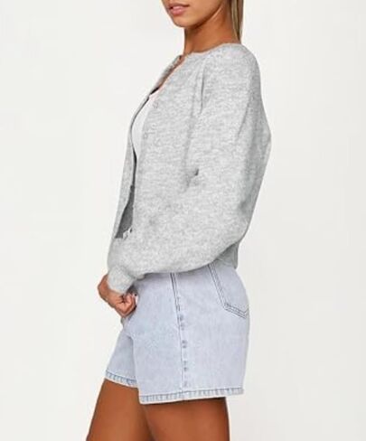 Womens Y2K Cardigan سترة طويلة الأكمام الأكمام الزر أزرار لأعلى متماسكة من القلب والأزهار in Kuwait
