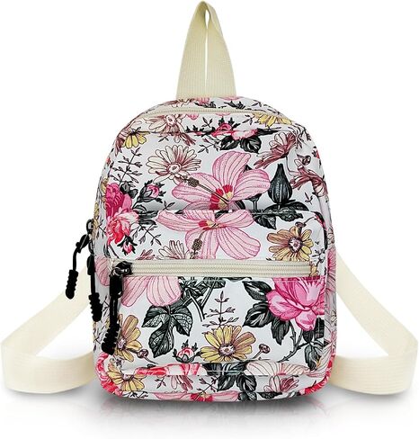 Cute Nylon Lightweight Backpack, Small Mini Purse for Women With Zipper (Flower) in Saudi Arabia