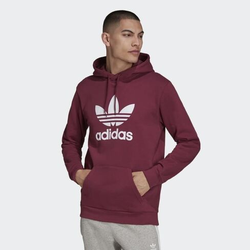 adidas Originals Men's Adicolor Classics Trefoil Hoodie, Victory Crimson/White, X-Large in Saudi Arabia