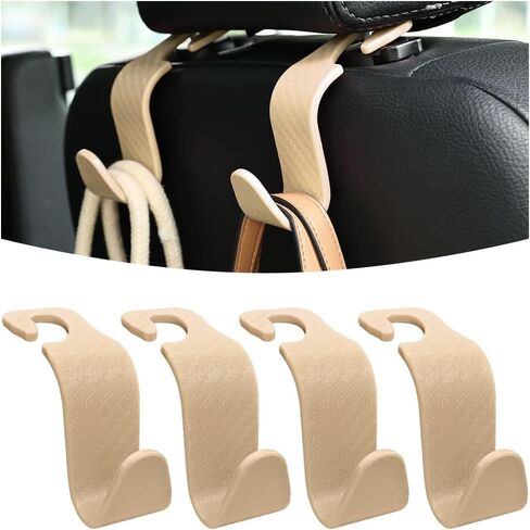 Car Seat Headrest Hook, 4 Pack Auto Seat Hanger Storage Organizer for Purse Handbag Coats Grocery Bags, Car Interior Accessories, Universal Vehicle Backseat Plastic Hanging Hook (Black2) in Saudi Arabia