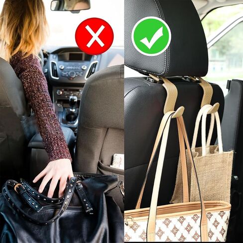 Car Seat Headrest Hook, 4 Pack Auto Seat Hanger Storage Organizer for Purse Handbag Coats Grocery Bags, Car Interior Accessories, Universal Vehicle Backseat Plastic Hanging Hook (Black2) in Saudi Arabia