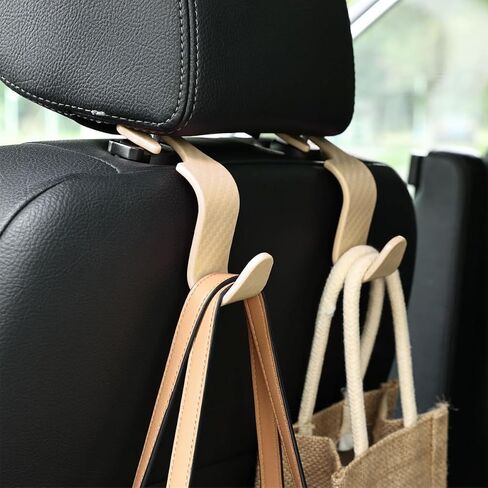 Car Seat Headrest Hook, 4 Pack Auto Seat Hanger Storage Organizer for Purse Handbag Coats Grocery Bags, Car Interior Accessories, Universal Vehicle Backseat Plastic Hanging Hook (Black2) in Saudi Arabia