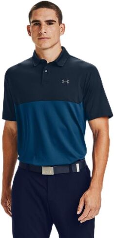 Under Armour Men's Performance Golf Polo 2.0 Colorblock , Pitch Gray (012)/Academy Blue , Medium in Saudi Arabia