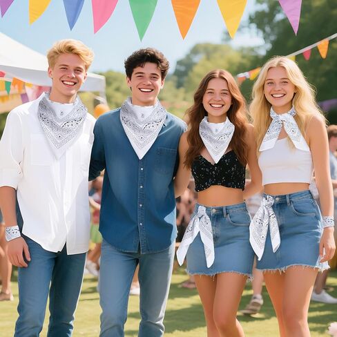 48 حزمة Bandanas للنساء الرجال رعاة البقر باندانا منديل رئيس مجلس الرأس القناع الجزء الأكبر لأزياء الحفلات in Kuwait