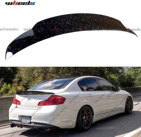 المفسد الجذع الخلفي متوافق مع 2007-2015 Infiniti G35 G25 G37 Q40 سيدان ، مفسد Duckbill يناسب 07-15 4 أبواب ، ركلة عالية الشفة جناح المفسد (نمط ألياف الكربون) in Kuwait