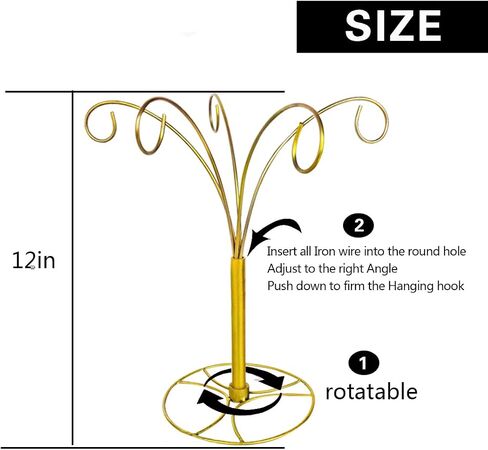 12 Inch Ornament Display Stand Holder Iron Hanger Hook Tabletop Decoration For Christmas Halloween Decor Glass Balls Crystal Witch Small Craft Items. (Gold) in Saudi Arabia