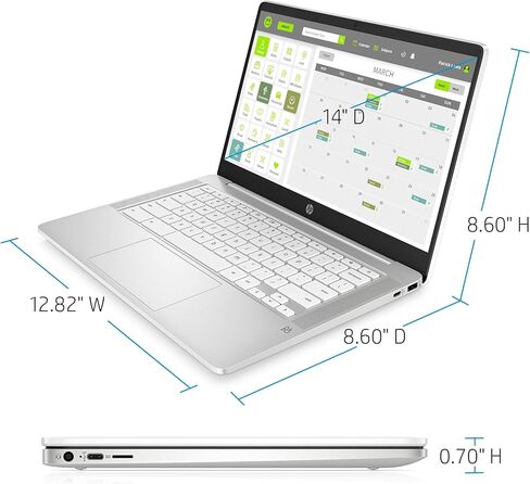 HP Chromebook 14-inch HD Laptop, Intel Celeron N4000, 4 GB RAM, 32 GB eMMC, Chrome (14a-na0070nr, Forest Teal) in Saudi Arabia