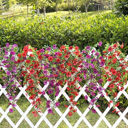 الزهور الاصطناعية للهواء الطلق معلق نباتات فو لزخرفة الصيف في الربيع ، 6 حزم UV مقاومة للزهور البلاستيكية الحريرية الداخلية خارج حديقة الشرفة فناء الشرفة in Kuwait