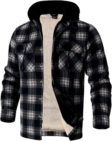 تانبريدج للرجال القطن منقوش من القمصان السترة الكاملة zip fleece flannel sherpa المبطنة هوديز ثقيلة الوزن سترة للرجال in Kuwait