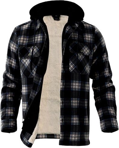 تانبريدج للرجال القطن منقوش من القمصان السترة الكاملة zip fleece flannel sherpa المبطنة هوديز ثقيلة الوزن سترة للرجال in Kuwait