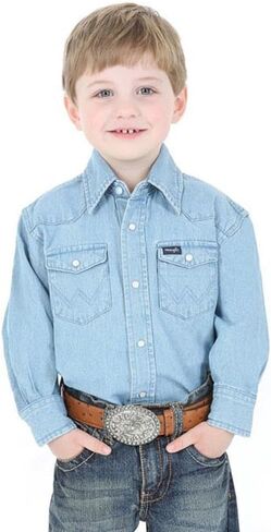 Wrangler Boys' Long Sleeve Western Solid Snap Shirt in Saudi Arabia