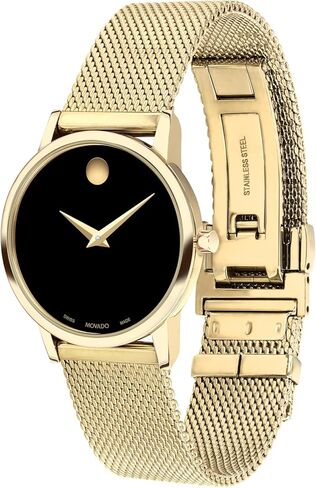 Movado Museum Classic Women Watch - حركة الكوارتز السويسرية ، سوار شبكة من الفولاذ المقاوم للصدأ - 3 أجهزة الصراف الآلي مقاومة للماء - ساعة أزياء فاخرة لها - 28mm in Saudi Arabia