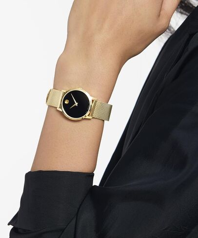 Movado Museum Classic Women Watch - حركة الكوارتز السويسرية ، سوار شبكة من الفولاذ المقاوم للصدأ - 3 أجهزة الصراف الآلي مقاومة للماء - ساعة أزياء فاخرة لها - 28mm in Saudi Arabia