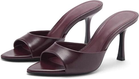 High Heel Mules for Women Slip On Open Pointed Toe Classy Patent Leather Stiletto Pumps Formal Slingback Mule Sandals Dress Walking Shoes in Kuwait