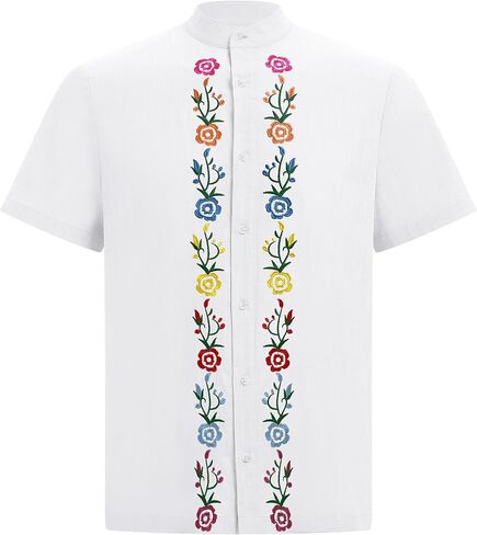 Men's Mexican Guayabera Shirt Button Down Embroidered Shirt Cinco De Mayo Fiesta Shirts Short Sleeve Button Down in Saudi Arabia