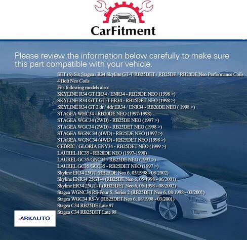Performance 4 BOLTS IGNITION COOL Pack مجموعة من 1 متوافقة مع Nissan Stagea R34 Skyline GT-T Cedric Gloria Eny34 Laurel GC35 RB25DET RB25DE RB20DE NEO NEO 6 بديل لـ MCP1840 in Saudi Arabia
