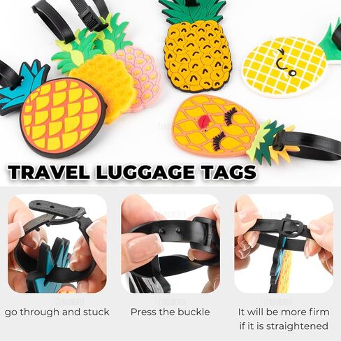 AUEAR, Travel Luggage Tags Unique Pineapple Silicone ID Labels Name Card Holders for Suitcases (6-Pack) in Saudi Arabia