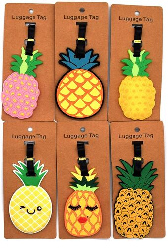 AUEAR, Travel Luggage Tags Unique Pineapple Silicone ID Labels Name Card Holders for Suitcases (6-Pack) in Saudi Arabia