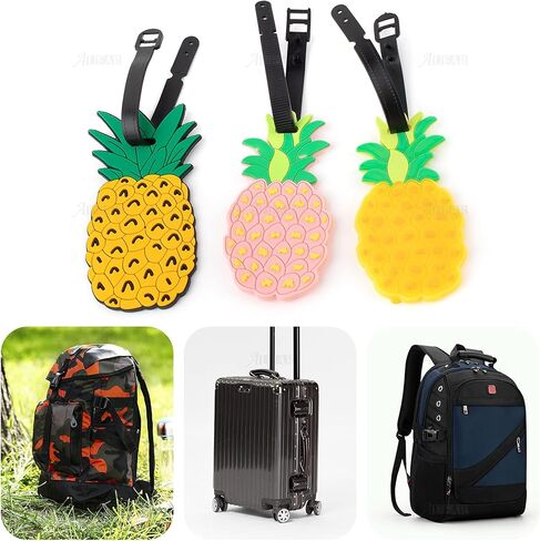 AUEAR, Travel Luggage Tags Unique Pineapple Silicone ID Labels Name Card Holders for Suitcases (6-Pack) in Saudi Arabia
