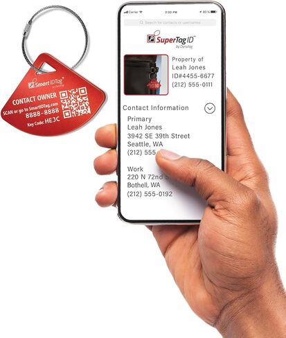 Dynotag® Express Series Solid Metal Web Enabled Smart Bag Tag ID + Steel Loop, Anodized Aluminum with DynoIQ™ & Lifetime Recovery Service (Ruby Red) in Saudi Arabia