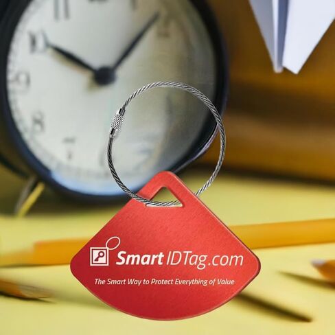 Dynotag® Express Series Solid Metal Web Enabled Smart Bag Tag ID + Steel Loop, Anodized Aluminum with DynoIQ™ & Lifetime Recovery Service (Ruby Red) in Saudi Arabia