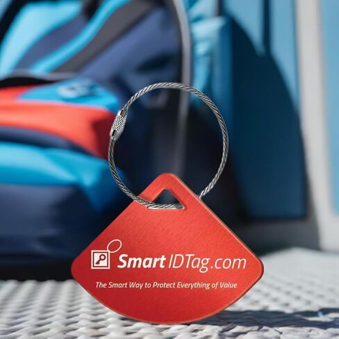 Dynotag® Express Series Solid Metal Web Enabled Smart Bag Tag ID + Steel Loop, Anodized Aluminum with DynoIQ™ & Lifetime Recovery Service (Ruby Red) in Saudi Arabia