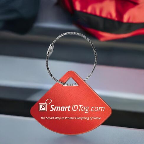 Dynotag® Express Series Solid Metal Web Enabled Smart Bag Tag ID + Steel Loop, Anodized Aluminum with DynoIQ™ & Lifetime Recovery Service (Ruby Red) in Saudi Arabia
