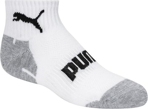 PUMA Boys' Big 6 Pack Quarter Crew Socks, Grey/Blue, 9-11 in Saudi Arabia