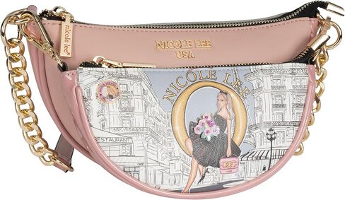 Nicole Lee Crossbody Women's Bag - Fashion Print Faux Leather 2 Piece Bag Shoulder Chain Strap Small Purse Set in Kuwait