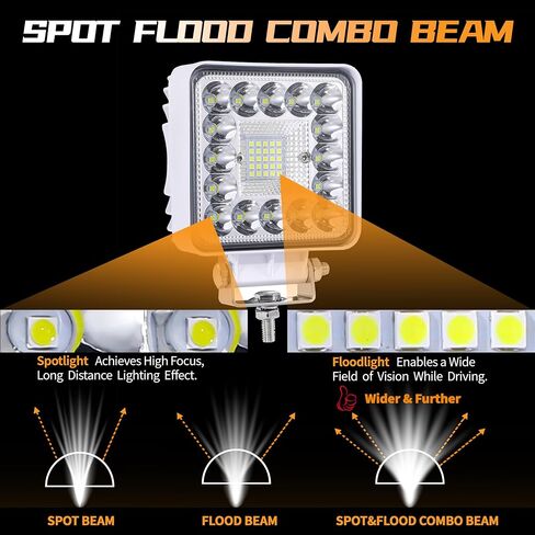 4 بوصات مصابيح LED بحرية لشاحنة القوارب ATV UTV ، 60W LED ضباب يقود أضواء الطريق مع التحرير والسرد بقعة الفيضان ، شريط ضوء مضاد للماء 12V 24V ، شعاع أبيض ، 2 مساءً in Kuwait