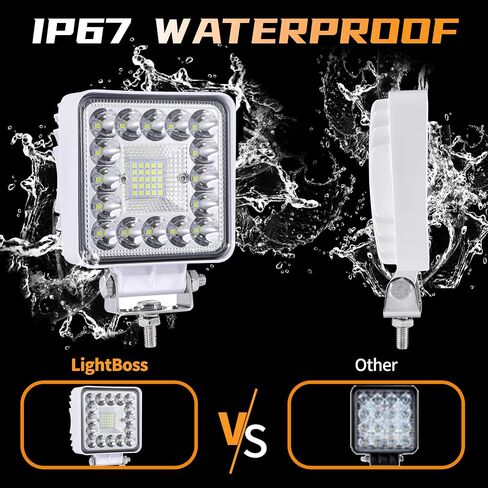4 بوصات مصابيح LED بحرية لشاحنة القوارب ATV UTV ، 60W LED ضباب يقود أضواء الطريق مع التحرير والسرد بقعة الفيضان ، شريط ضوء مضاد للماء 12V 24V ، شعاع أبيض ، 2 مساءً in Kuwait