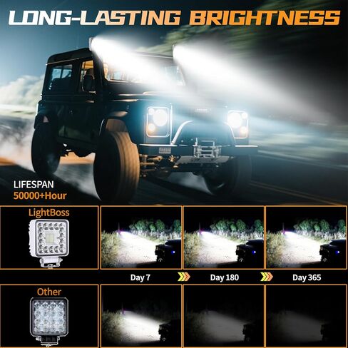 4 بوصات مصابيح LED بحرية لشاحنة القوارب ATV UTV ، 60W LED ضباب يقود أضواء الطريق مع التحرير والسرد بقعة الفيضان ، شريط ضوء مضاد للماء 12V 24V ، شعاع أبيض ، 2 مساءً in Kuwait