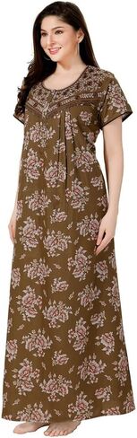 القطن النسائي ، Rayon & Polyester المطبوع Maxi Nighty (Alpine) 1629 in Kuwait