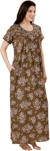 القطن النسائي ، Rayon & Polyester المطبوع Maxi Nighty (Alpine) 1629 in Kuwait