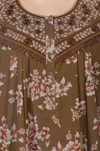 القطن النسائي ، Rayon & Polyester المطبوع Maxi Nighty (Alpine) 1629 in Kuwait