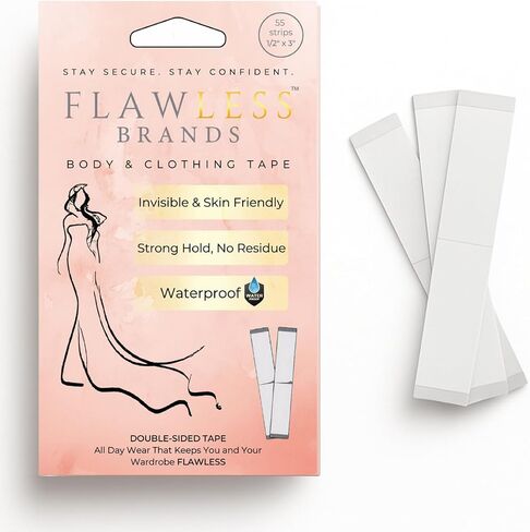 Premium Double-Sided Clothing & Body Tape – Flawless Invisible Fashion Tape for Skin, Fabric, Dress, Hem & More – Strong Hold, Gentle – 55 Strips in Saudi Arabia