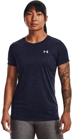 Under Armour Women's Tech Twist T-Shirt , Black (001)/Metallic Silver, X-Large in Saudi Arabia