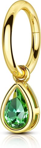COCHARM 16G Clicker Rook Earrings Gold Plated Rook Piercing Jewelry Stainless Steel Green CZ Helix Eyebrow Piercing Rings Dangling in Saudi Arabia