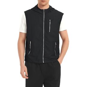JYG Men's Lightweight Softshell Vest Casual Full Zip Hooded Sleeveless Jacket for Golf Travel Hiking Running 2025