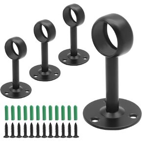 Biaungdo 1-1/4inch Startain Rod Brackets ، الفولاذ المقاوم للصدأ ، الأسود ، 4 حزمة