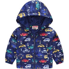 Toddler Girls Boys Cartoon Lightweight Jackets Spring Hooded Windbreaker Summer Zip Up Outerwear