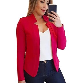 FLITAY Womens Long Sleeve Solid Color Blazer Open Front Elegant Work Jacket Fashion Casual Office Coat