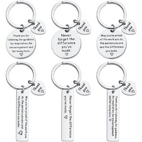 12 Pieces Thank You Gifts Appreciation Keychain Make a Difference Keychain Inspirational Stainless Steel Appreciation Keyrings Gifts for Women Volunteer Teacher Employee Social Worker(Silver)