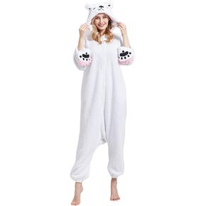 DarkCom Polar Bear Onesie Halloween Costume One Piece Unisex Adult Pajamas Women Men Sleepwear Christmas Pajamas