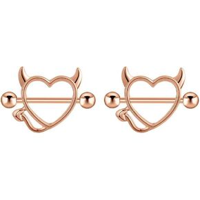 2pcs Fake Nipple Rings For Women Heart Cute Dainty Adjustable Stainless Steel Body Jewelry Non-Piercing Nipple Rings