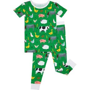 Little Sleepies قميص قصير الأكمام وسروال Pajama مجموعة للأطفال ، Viscose مشتقة من Bamboo Toddler و Kids PJS