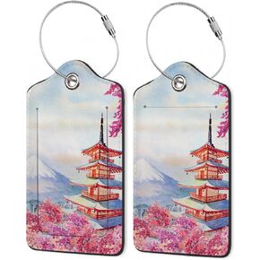 2Pcs Luggage Tag for Suitcase Watercolor Purple Flowers Cute Suitcase Tag with Privacy Flap & Name ID Label & Metal Loop,Travel Bag Luggage Tags for Women