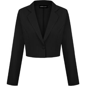 Cropped Blazer for Women Long Sleeve Notch Lapel Button Front Blazers Casual Work Office Cardigan Suit Jacket in Kuwait