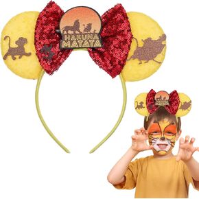Lion King ears headbands,Sequin Simba Minnie Ears headband, Animal Kingdom Park Mouse ears for Halloween Cosplay Accessories